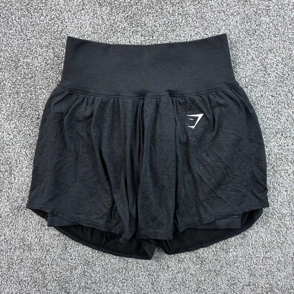 Gymshark Vital Seamless Shorts Women's Small Black Marl High Waist 2-in-1